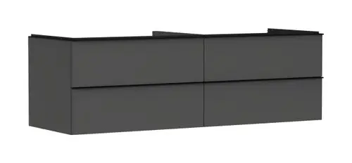Waschtischunterschrank in diamantgrau matt mit 4 Schubkästen, geeignet für Konsolen Aufsatzwaschtisch. Marke: Hansgrohe.